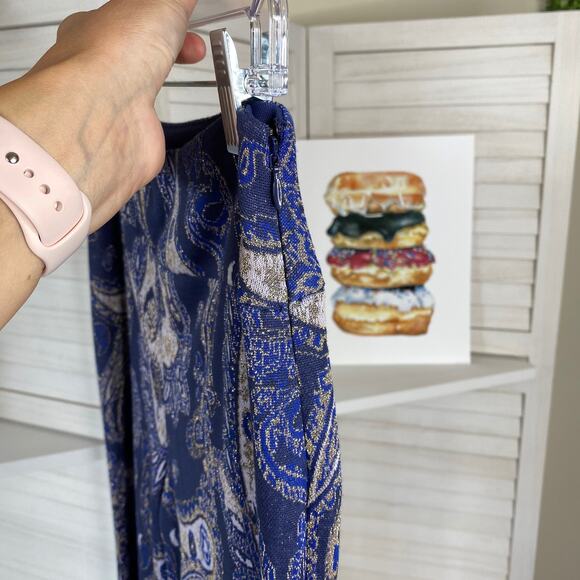 Maeve blue paisley bell bottom flare pants - Picture 5 of 7